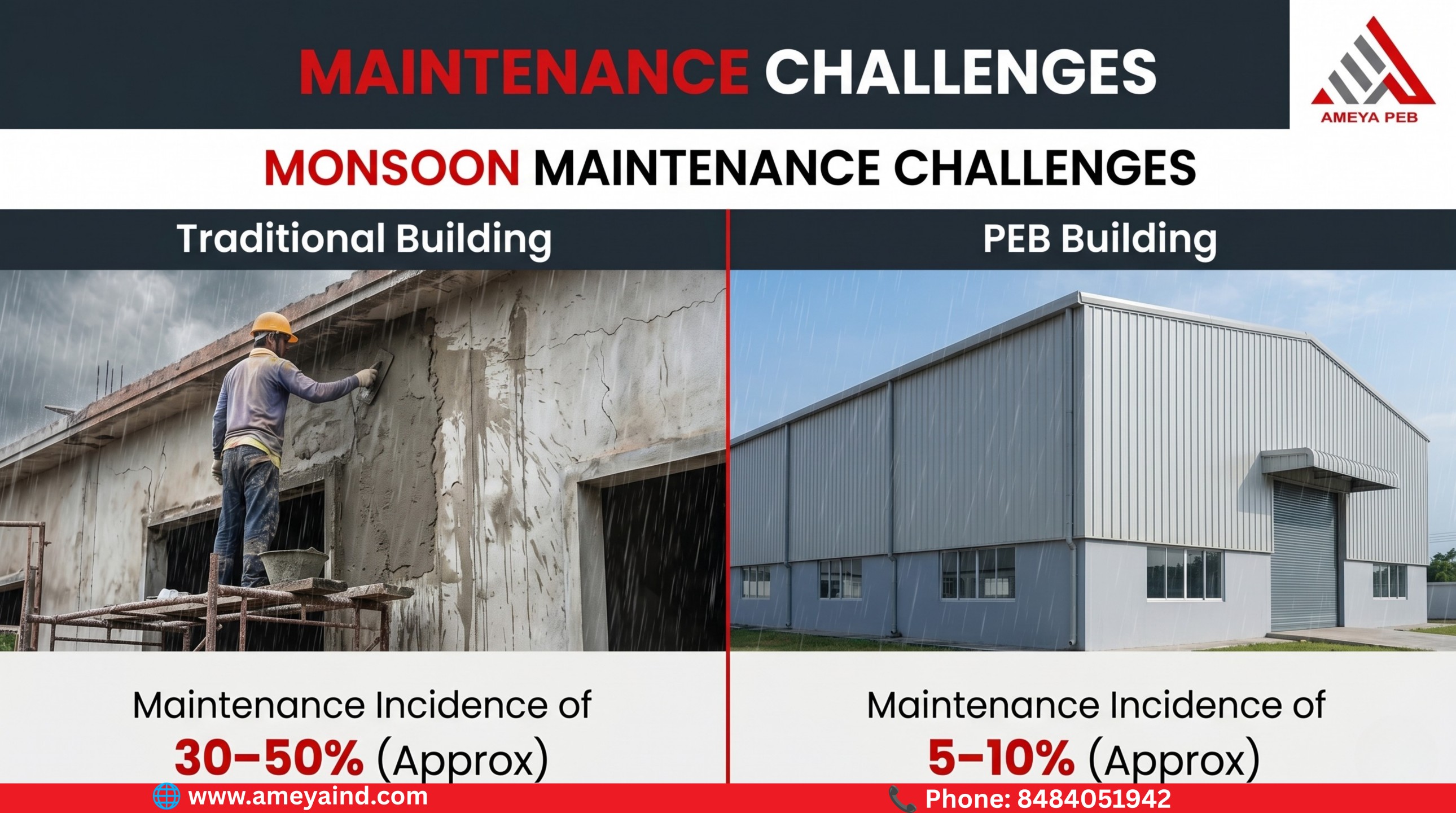 Monsoon Maintenance Challenges: Why PEB Buildings Require Less Maintenance Than Traditional Structures
